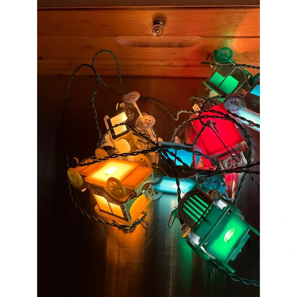 Vintage Antique Car Trolley Christmas String Lights Multi Color Holiday Decor‎